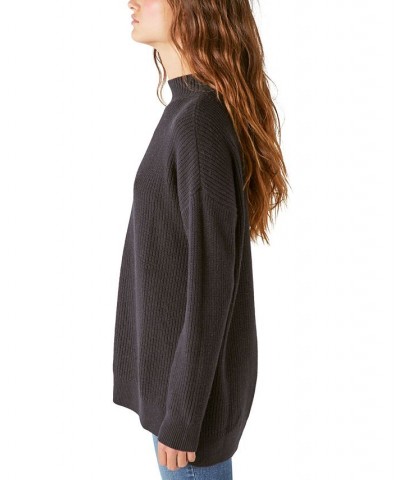 Women's Mock-Neck Tunic Sweater Black $27.97 Sweaters