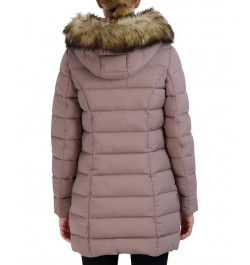 Women's Faux-Fur-Trim Hooded Puffer Coat Pink $55.80 Coats