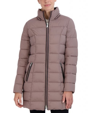 Women's Faux-Fur-Trim Hooded Puffer Coat Pink $55.80 Coats