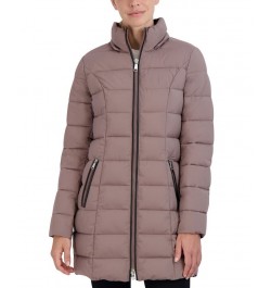 Women's Faux-Fur-Trim Hooded Puffer Coat Pink $55.80 Coats