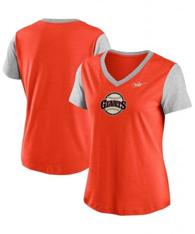 Women's Orange Gray San Francisco Giants Cooperstown Collection Logo Tri-Blend Mid V-Neck T-shirt Orange $29.99 Tops