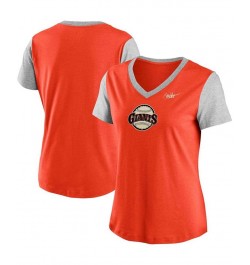 Women's Orange Gray San Francisco Giants Cooperstown Collection Logo Tri-Blend Mid V-Neck T-shirt Orange $29.99 Tops