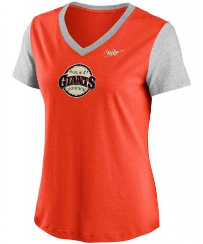 Women's Orange Gray San Francisco Giants Cooperstown Collection Logo Tri-Blend Mid V-Neck T-shirt Orange $29.99 Tops