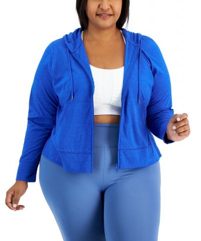 Plus Size Full-Zip Hooded Jacket Blue $13.16 Jackets