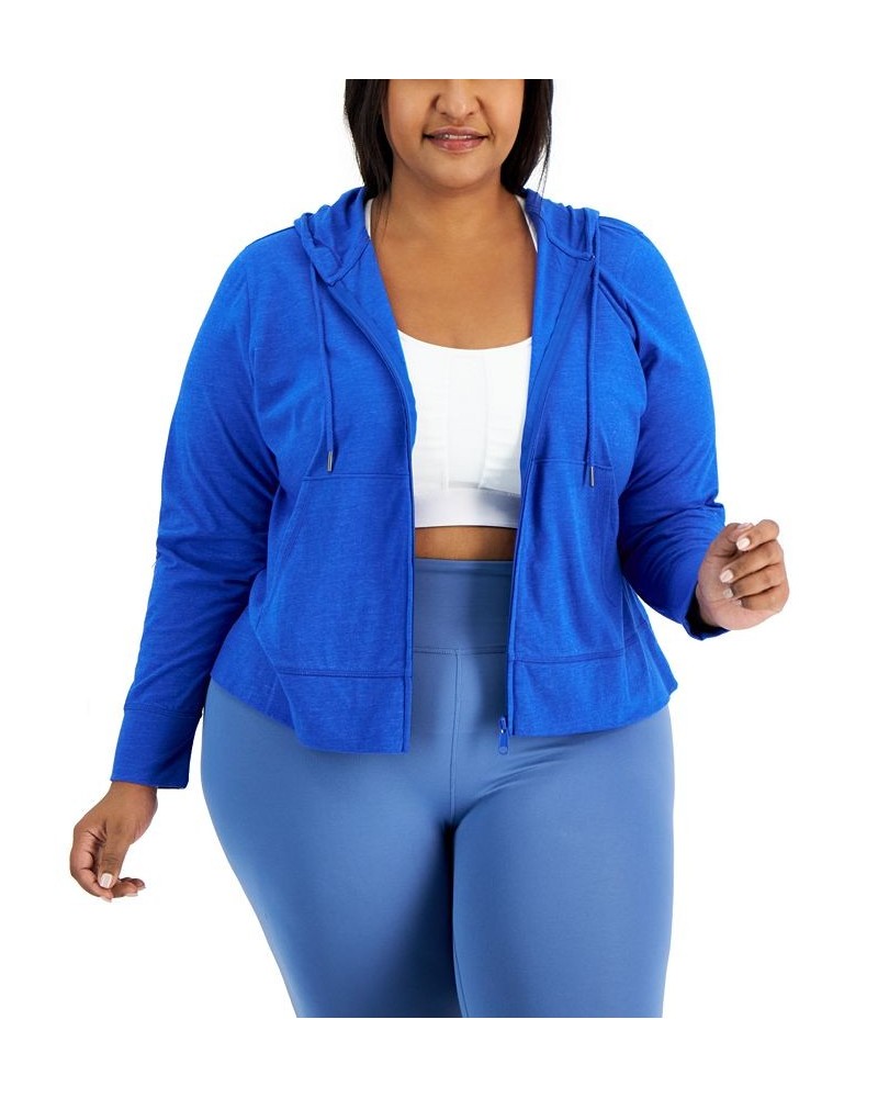 Plus Size Full-Zip Hooded Jacket Blue $13.16 Jackets