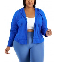 Plus Size Full-Zip Hooded Jacket Blue $13.16 Jackets