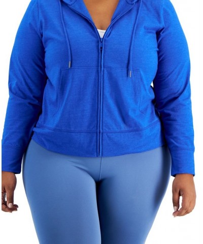 Plus Size Full-Zip Hooded Jacket Blue $13.16 Jackets