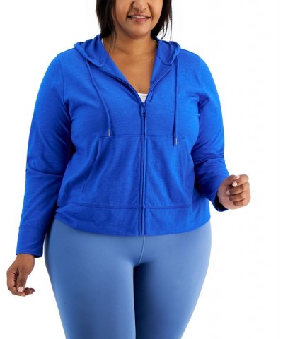 Plus Size Full-Zip Hooded Jacket Blue $13.16 Jackets