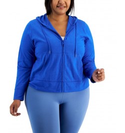 Plus Size Full-Zip Hooded Jacket Blue $13.16 Jackets