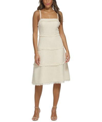Women's Fringed Tiers Sleeveless Dress Ivory $207.05 Dresses