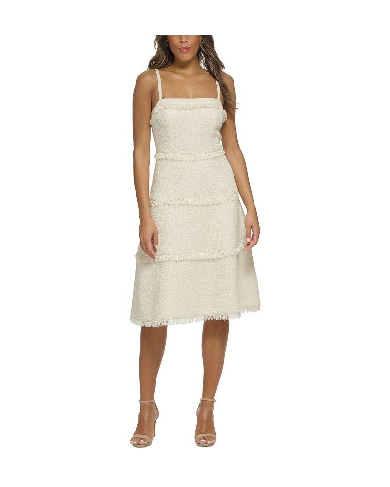 Women's Fringed Tiers Sleeveless Dress Ivory $207.05 Dresses