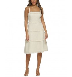 Women's Fringed Tiers Sleeveless Dress Ivory $207.05 Dresses