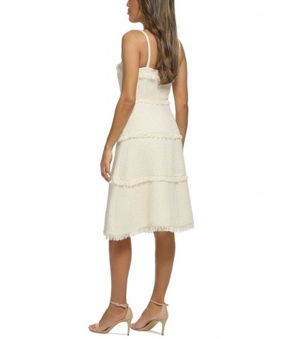 Women's Fringed Tiers Sleeveless Dress Ivory $207.05 Dresses