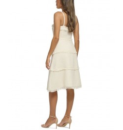 Women's Fringed Tiers Sleeveless Dress Ivory $207.05 Dresses