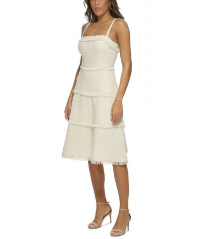 Women's Fringed Tiers Sleeveless Dress Ivory $207.05 Dresses