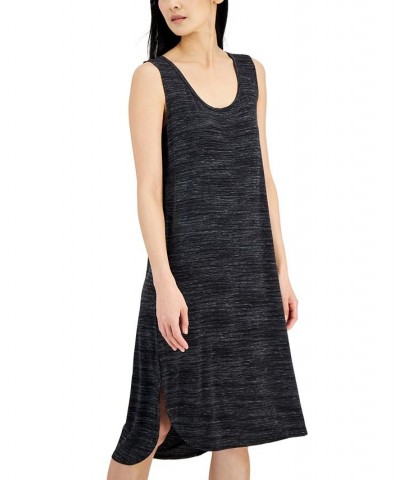 Women's Side Slit Chemise Nightgown Black $12.22 Sleepwear