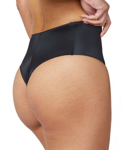 Shaping Satin Seamless Thong Underwear 40063R Black $23.32 Shapewear