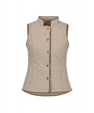 Womens' Quilted Riding Vest Taupe Herringbone $27.98 Coats