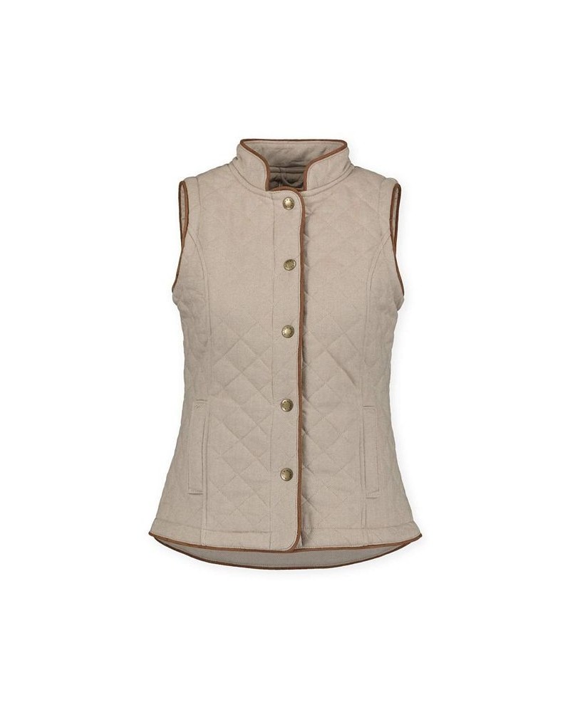 Womens' Quilted Riding Vest Taupe Herringbone $27.98 Coats