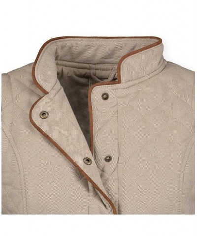 Womens' Quilted Riding Vest Taupe Herringbone $27.98 Coats