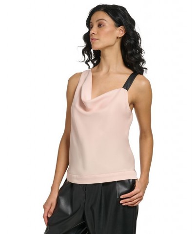 Women's Cowl Neck Contrast-Strap Camisole Top Gold Sand $22.14 Tops