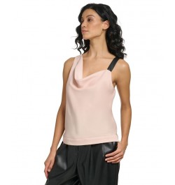 Women's Cowl Neck Contrast-Strap Camisole Top Gold Sand $22.14 Tops