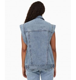 Women's Oversized Denim Vest Jacket Blue $28.00 Jackets