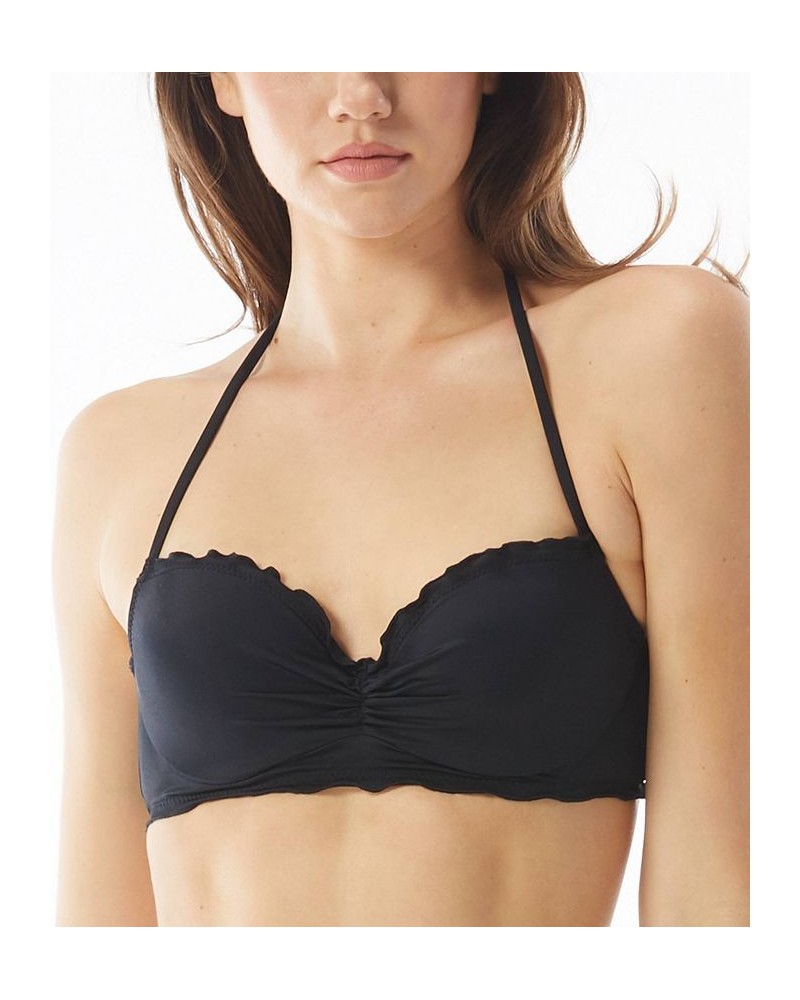 Solid Nixie Bra Sized Ruffle Edge Halter Bikini Top Black $22.50 Swimsuits