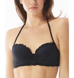 Solid Nixie Bra Sized Ruffle Edge Halter Bikini Top Black $22.50 Swimsuits