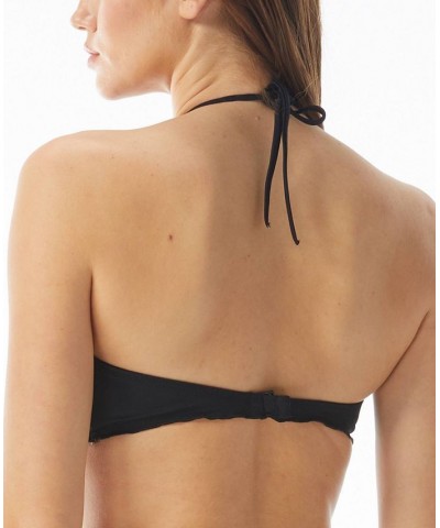 Solid Nixie Bra Sized Ruffle Edge Halter Bikini Top Black $22.50 Swimsuits