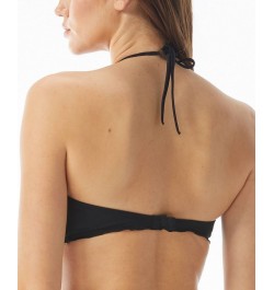 Solid Nixie Bra Sized Ruffle Edge Halter Bikini Top Black $22.50 Swimsuits