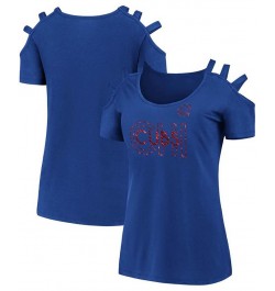 Women's Royal Chicago Cubs Three Strap Open Shoulder T-shirt Royal $21.15 Tops