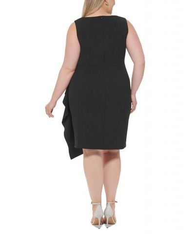 Plus Size Rhinestone-Starburst Draped Sheath Dress Black $56.96 Dresses