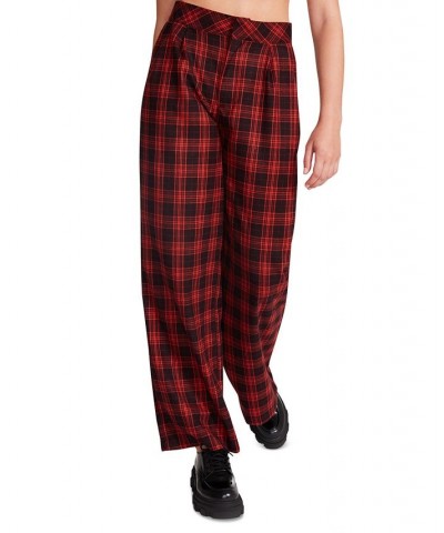 Women's Isabella Plaid Wide-Leg Pants Medium Red $24.59 Pants