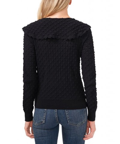 Pointelle Bow-Detail Cotton Sweater Gray $31.70 Sweaters