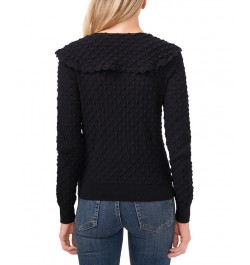 Pointelle Bow-Detail Cotton Sweater Gray $31.70 Sweaters