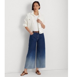 Petite Wide-Leg Cropped Pants Blue $87.50 Jeans