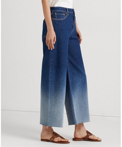 Petite Wide-Leg Cropped Pants Blue $87.50 Jeans