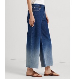 Petite Wide-Leg Cropped Pants Blue $87.50 Jeans