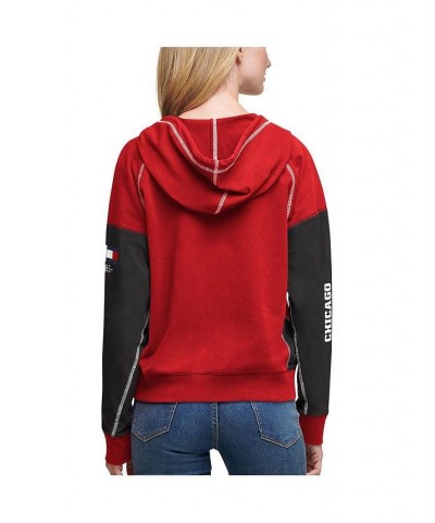 Women's Red Black Chicago Blackhawks Raglan Full-Zip Hoodie Red, Black $40.50 Sweatshirts
