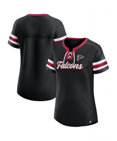 Women's Branded Black Atlanta Falcons Original State Lace-Up T-shirt Black $32.90 Tops