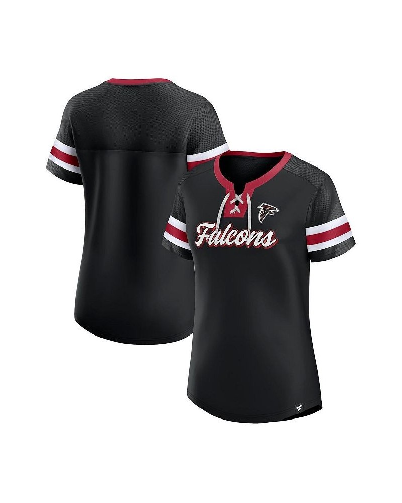 Women's Branded Black Atlanta Falcons Original State Lace-Up T-shirt Black $32.90 Tops