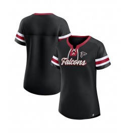 Women's Branded Black Atlanta Falcons Original State Lace-Up T-shirt Black $32.90 Tops