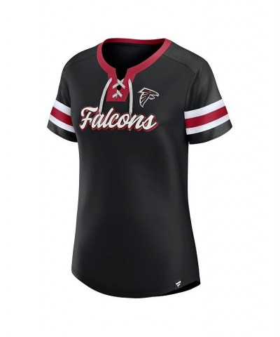 Women's Branded Black Atlanta Falcons Original State Lace-Up T-shirt Black $32.90 Tops