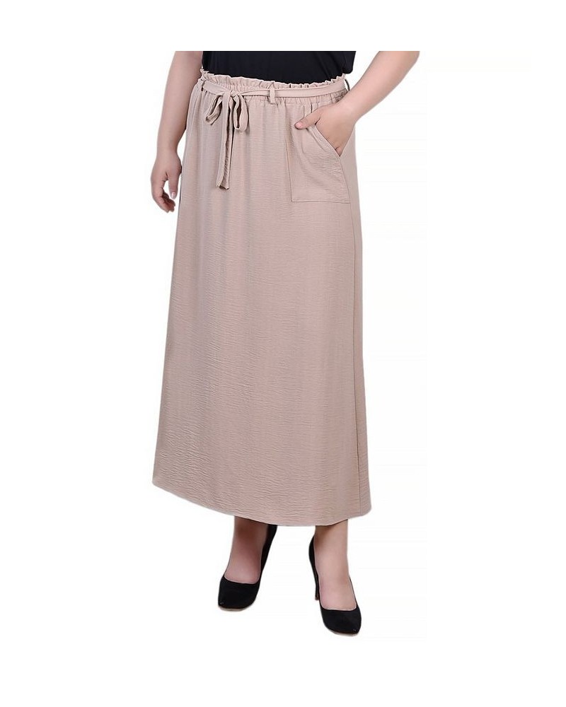 Plus Size Ankle Length Belted A-Line Skirt Tan/Beige $14.60 Skirts
