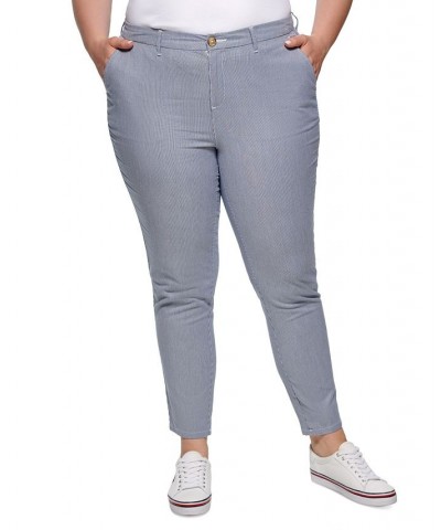 Plus Size Pinstripe Hampton Chino Pants Blue/White $26.83 Pants