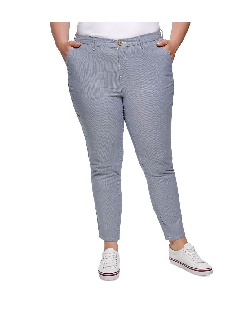 Plus Size Pinstripe Hampton Chino Pants Blue/White $26.83 Pants