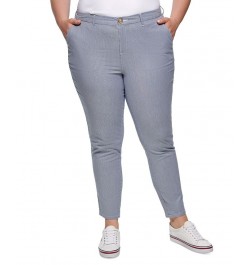 Plus Size Pinstripe Hampton Chino Pants Blue/White $26.83 Pants