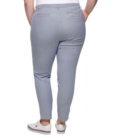 Plus Size Pinstripe Hampton Chino Pants Blue/White $26.83 Pants