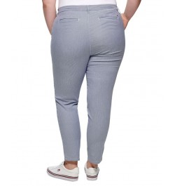 Plus Size Pinstripe Hampton Chino Pants Blue/White $26.83 Pants